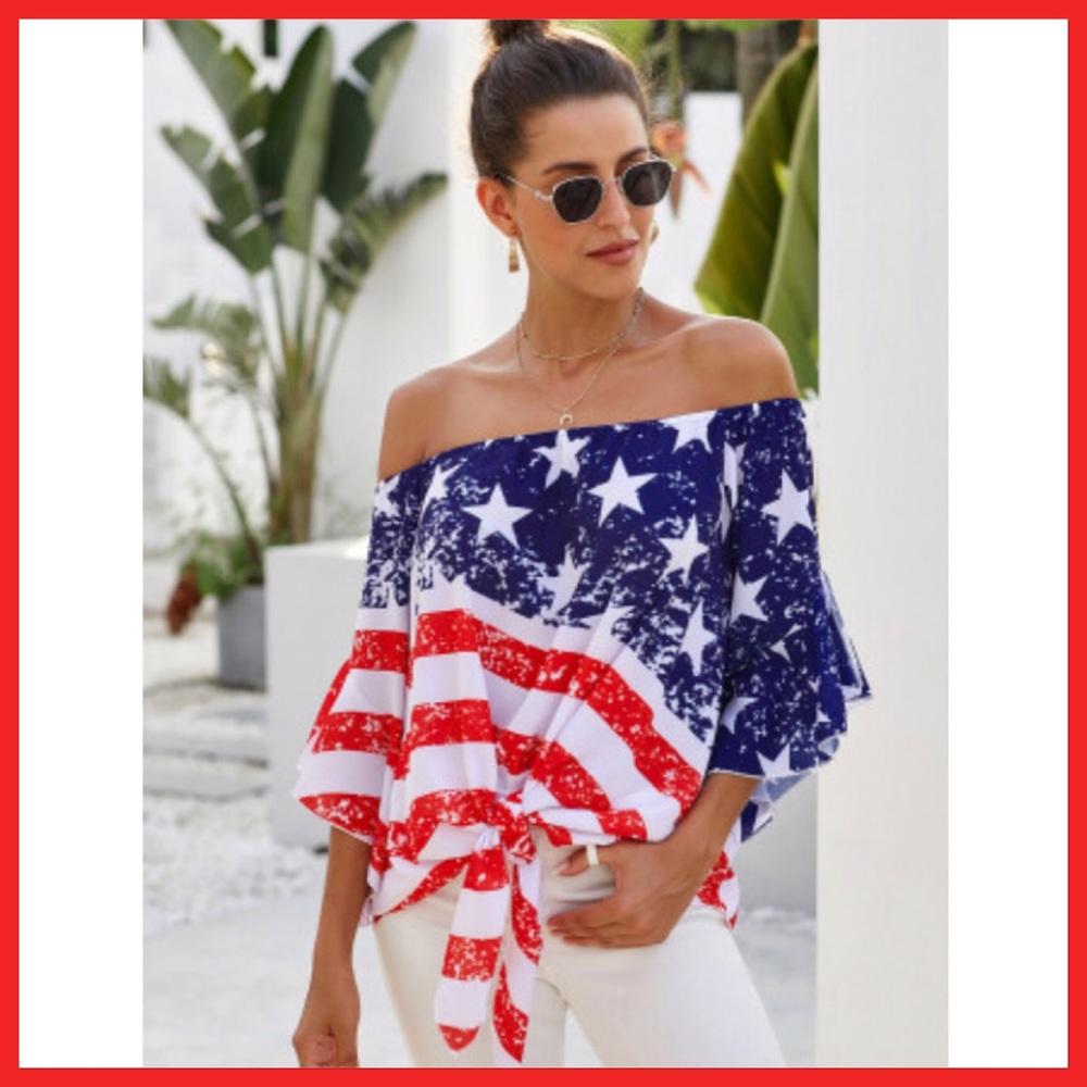 Stars and Stripes off shoulder top